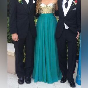 Strapless La Femme Embellished Bodice Gown